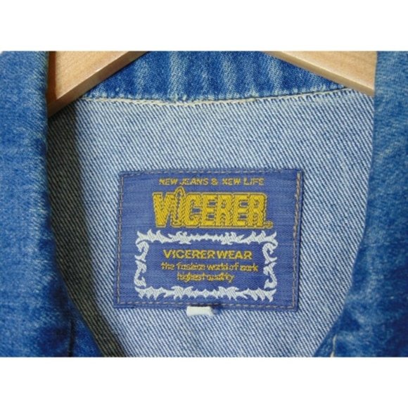 Vintage Vicerer S Denim Jean Trucker Jacket Blue - Picture 3 of 5